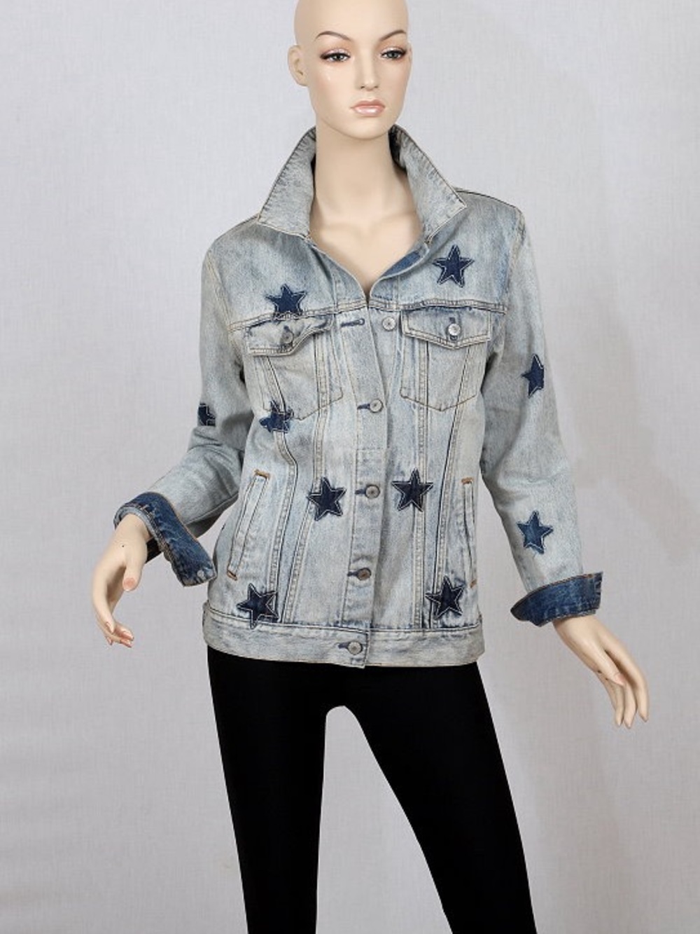 Rails Light Blue Denim Jacket with Navy Star Appliqués